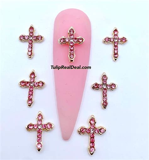 3D Bling PINK Cross nail charms 10pcs – Tulip Real Deal