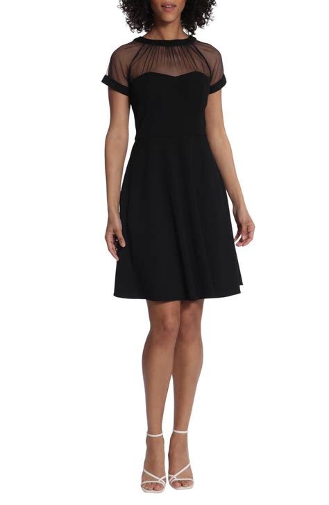 Maggy London Mesh Yoke Fit And Flare Dress Nordstrom