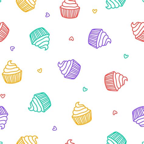 Premium Vector Seamless Pattern With Colorful Cupcakes