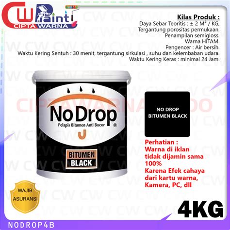 Jual No Drop Bitumen Black Hitam Cat Pelapis Tandon Dinding Atap Anti