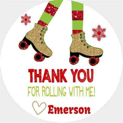 Roller Skating Birthday Tags | Christmas Skating Party Favor Tags ...