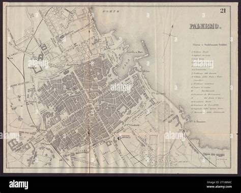 PALERMO Antique Town Plan City Map Italy BRADSHAW C1899 Old Stock