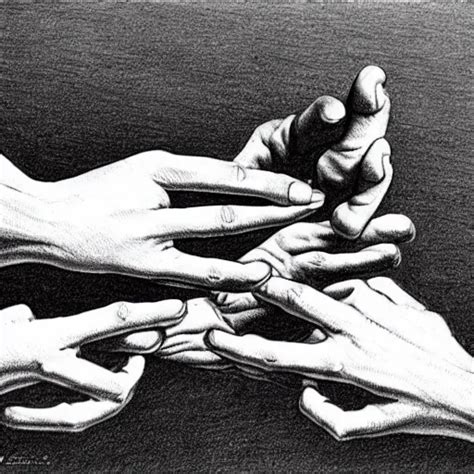 Drawing Hands 1948 Lithograph By M C Escher Unreal Stable