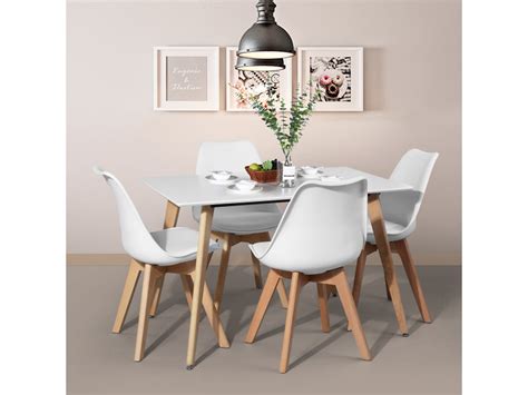 Ensemble table à manger rectangulaire et 4 chaises scandinave bois