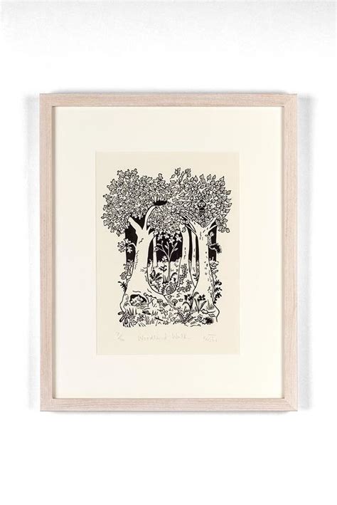 Woodland Walk Original Forest Lino Print Countryside Art Woods