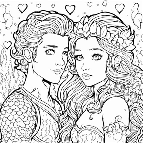 Download Mermaid and Merman Coloring Page Coloring pages Online