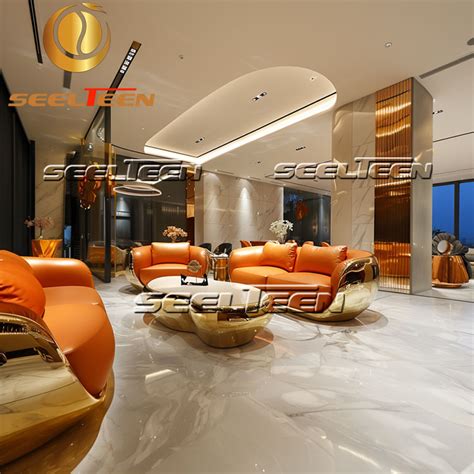 Vintage Orange Couch Top Quality Living Room Set