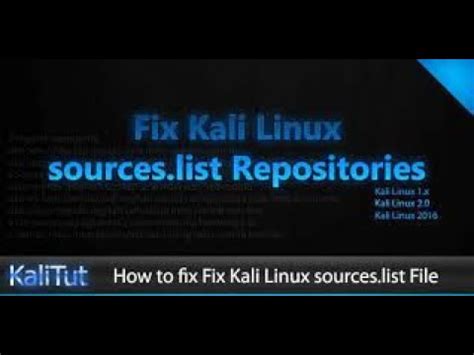 Fix Source List Kali Linx Update Upgrade Errors Sources List