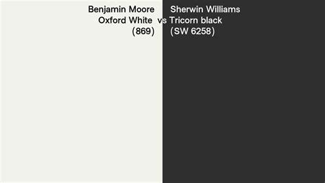 Benjamin Moore Oxford White 869 Vs Sherwin Williams Tricorn Black Sw 6258 Side By Side