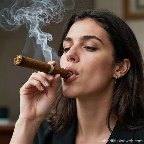 realistic woman smoking cigars stable diffusion