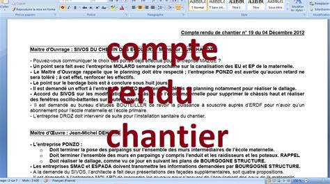 Compte Rendu De Chantier Word Cours G Nie Civil Outils Livres