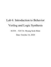 Ecen Lab Ch Pdf Lab Introduction To Behavior Verilog And