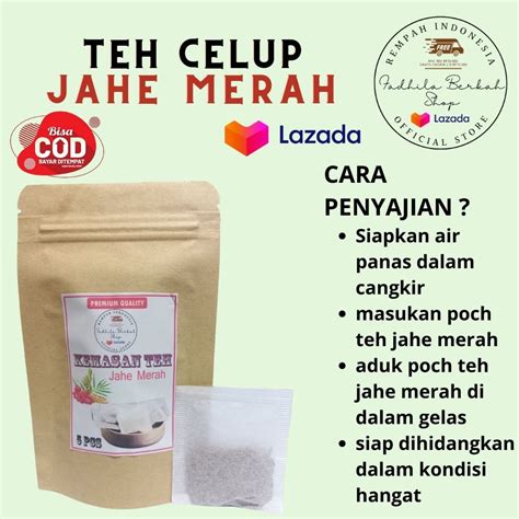 MINUMAN HERBAL TEH CELUP JAHE MERAH MURNI PREMIUM ASLI JAHE MERAH