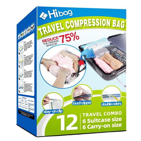 Hibag 12 Travel Compression Bags Hibag 12 Pack Roll Up Space Saver