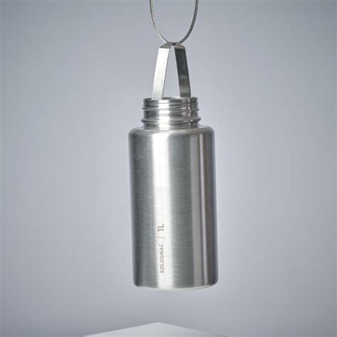 Water Bottle With Screw Cap Bushcraft 1 L Stainless Steel Grey Solognac