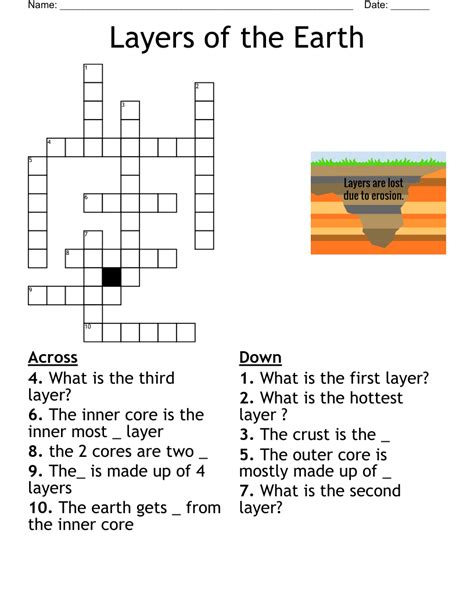 Layers Of The Earth Word Search