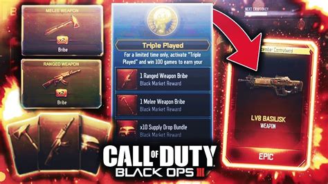 UNLOCKING TRIPLE PLAY WEAPON BRIBE In BLACK OPS 3 COMPLETING FREE