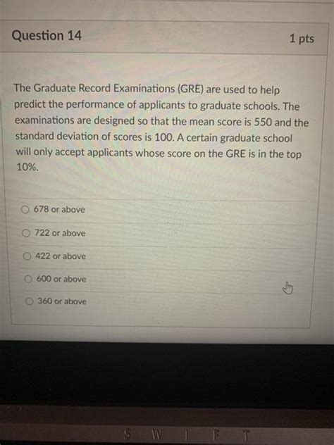 Solved Question Pts The Graduate Record Examinations Chegg