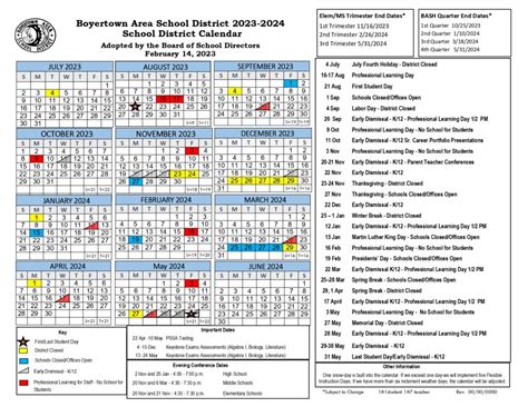 Boyertown Area School District Calendar 2024-2025 [BASD]