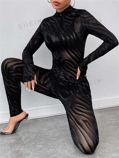 Shein Sxy Zebra Striped Unitard Women Jumpsuit Shein South Africa