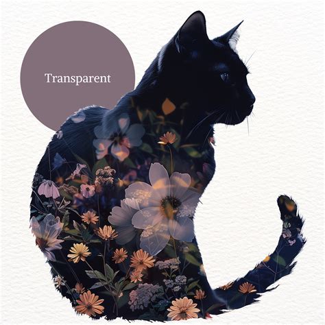 Silhouette Cat Clipart Transparent PNG Meow Pussy Cat Image Black Cat Illustration Junk Journal