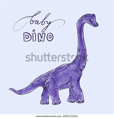 Digital Illustration Purple Baby Dinosaur Stock Illustration 2083510561