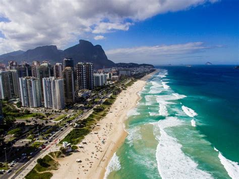 Aerial View Of Barra Da Tijuca Beach On A Sunny Day, Taken With Stock ...