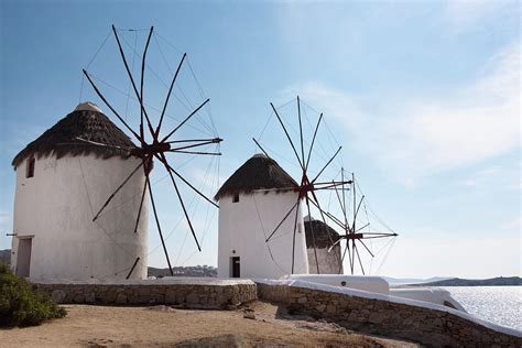 Traditional Greek Windmills On Mykonos By Bartvdd