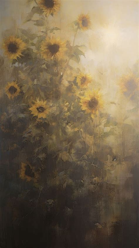 Sunflower garden painting plant art. | Premium Photo Illustration ...