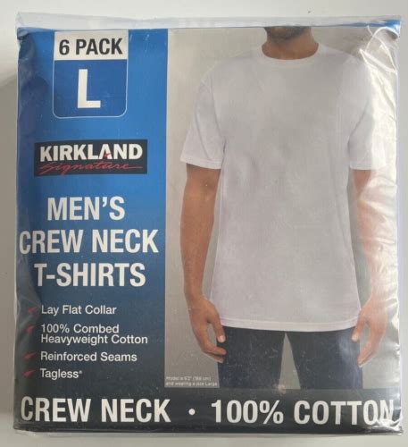 Pack Kirkland Signature Men S Cotton Crew Neck T Shirt In White M L