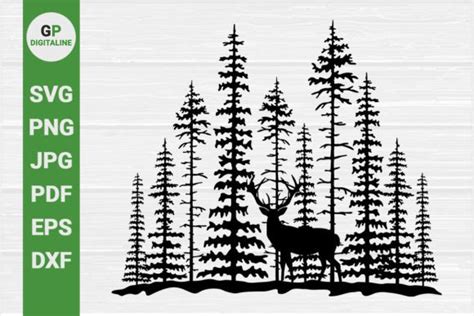 Deer In The Woods Wildlife Svg Graphic By Gpdigitalines · Creative Fabrica