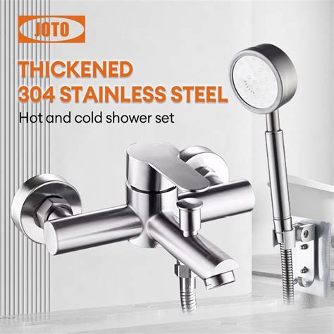 JOTO Hot And Cold Shower Set Stainless Bathroom Faucet With Shower Mixer Valve Heater Faucet