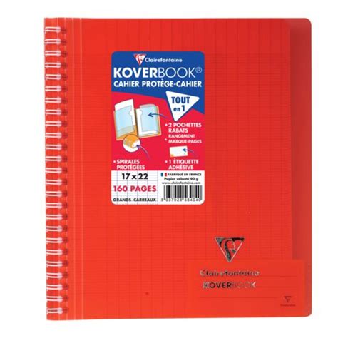 Cahier Koverbook X Cm P Grands Carreaux Rouge Clairefontaine Le