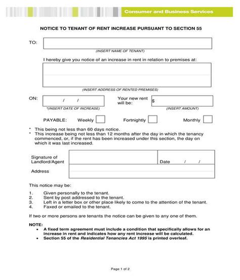 Free Notice Of Rent Increase Forms In Pdf Ms Word Excel