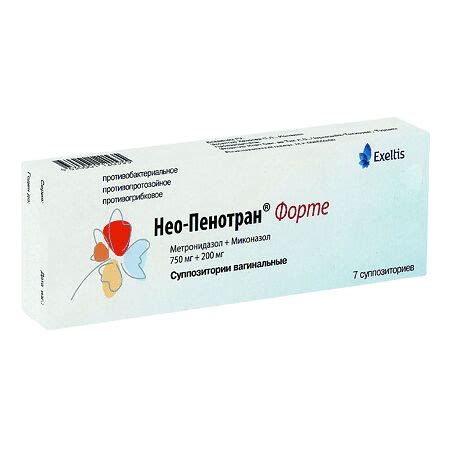 Neo-Penotran forte, vaginal suppositories 750 mg+200 mg 7 pcs - Buy online