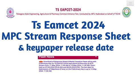 Ts Eamcet Eapcet Mpc Stream Response Sheet Release Date Ts