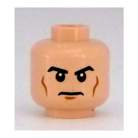 Lego Light Flesh Minifigure Head With Black Eyebrows Cheek Lines And