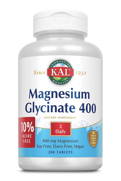 KAL Magnesium Glycinate 400 | Vegan, Chelated, Non-GMO, Soy, Dairy, and ...