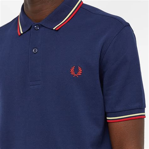 Fred Perry Slim Fit Twin Tipped Polo Navy And Wax Yellow End Gb