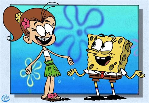 Luan Meets Spongebob By Thefreshknight On Deviantart Cartoon Clip Art Cartoon Crossovers