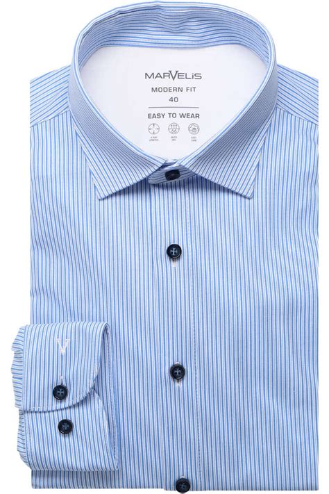 Hochwertiges Marvelis Modern Fit Jerseyhemd in der Farbe bleu/weiss ...