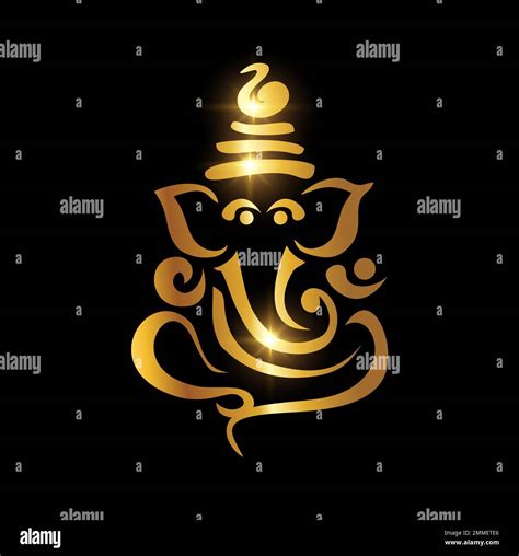 A Vector Illustration Of Golden Ganesh Puja Ganesh Chaturthi Sign In