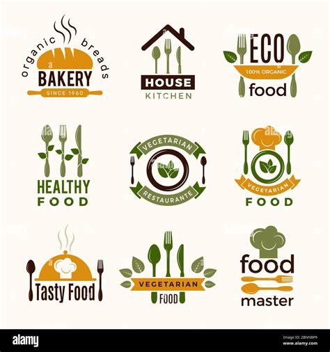 Food Logos Healthy Kitchen Restaurant Buildings Cooking House Spoon