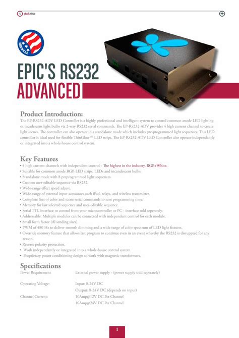 PDF EPIC S RS232 ADVANCED Illuminati Led Fiber Optic