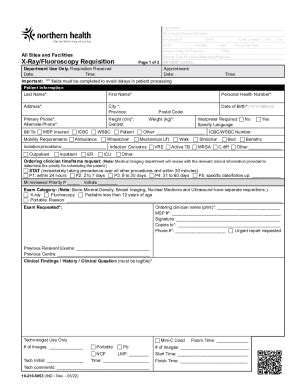 Fillable Online Physicians Northernhealth X Ray Fluoroscopy Requisition