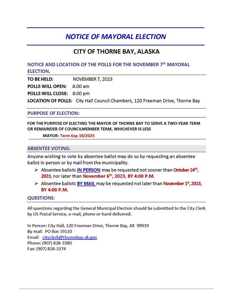 NOTICE OF MAYORAL ELECTION 2023