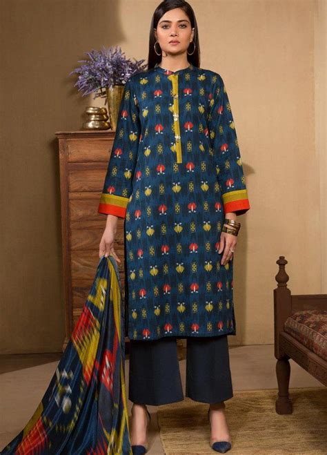 LimeLight Printed Khaddar Unstitched 2 Piece Suit LL19W U0919 Blue