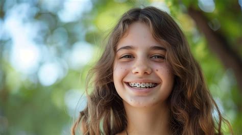 Premium Photo | Smiling girl with braces portrait