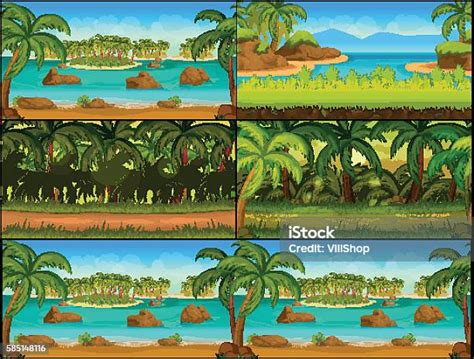 Jungle Game Background Vector Set Stock Illustration - Download Image ...