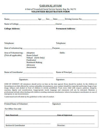 Free Volunteer Form Samples In Pdf Ms Word